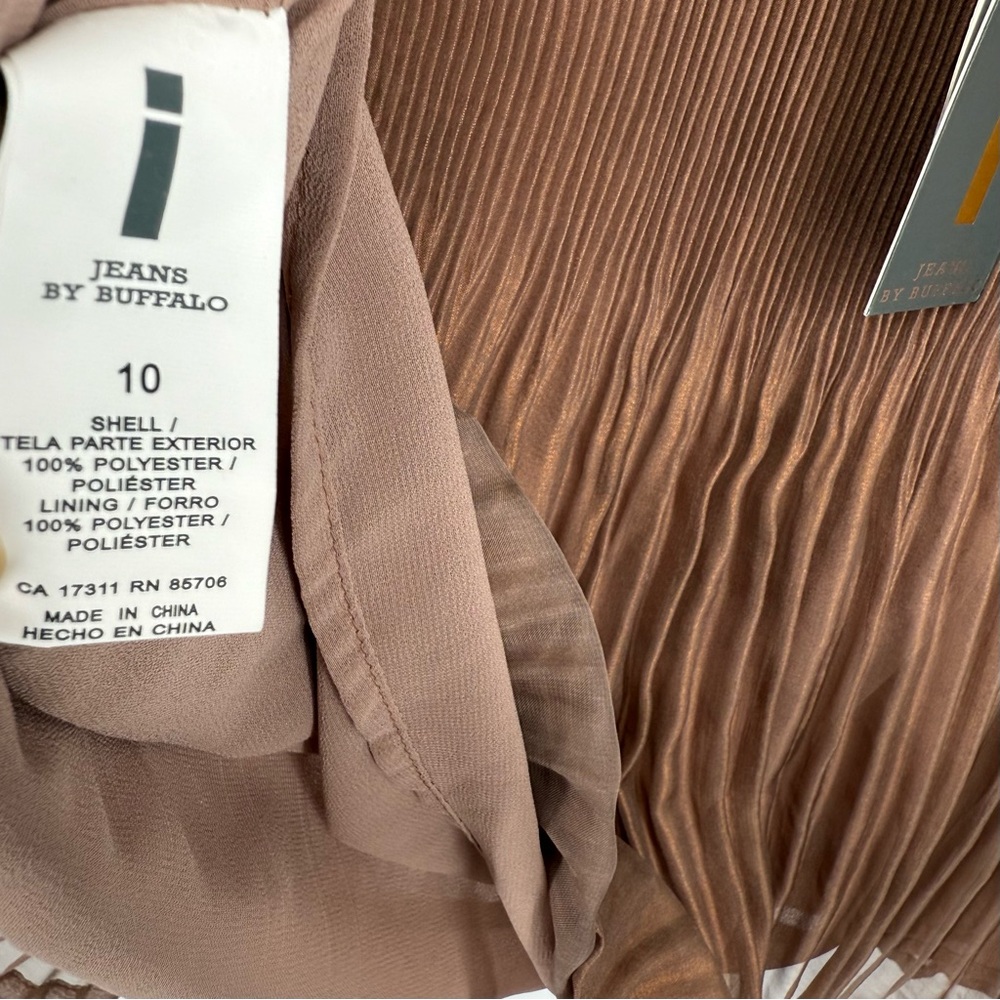 i jeans by Buffalo Accordion Pleated Copper Brown Mini Skirt Lined Size 10 - Picture 6 of 8